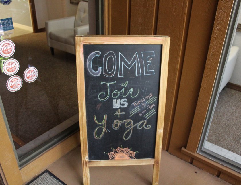 Yoga sign at Be Well Holistic Massage